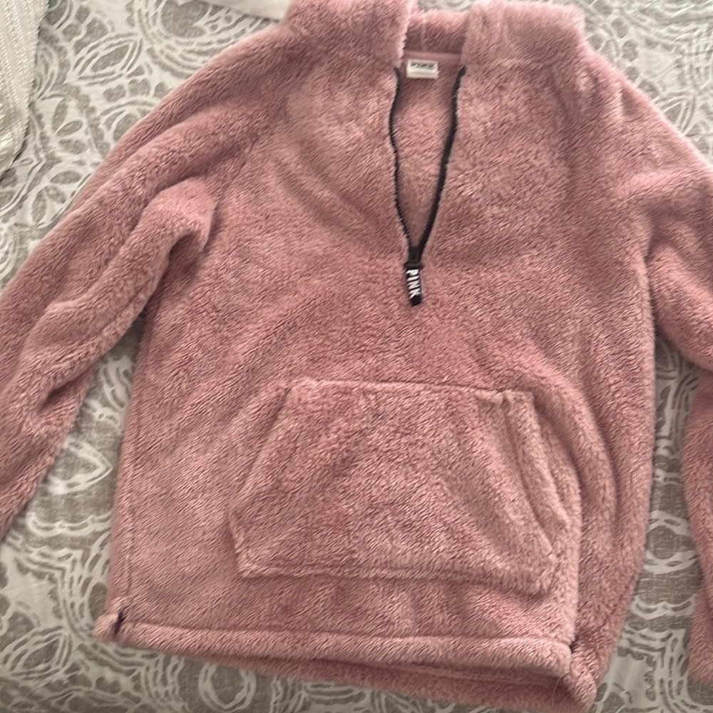 Pink Victoria secret half zip hoodie